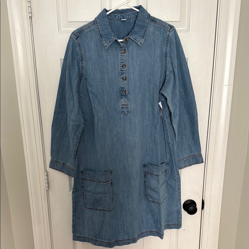 Old Navy Blue Denim Long Sleeve Dress